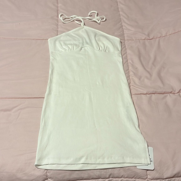 ASOS Design White Halter Ribbed mini dress NEW - Picture 1 of 5